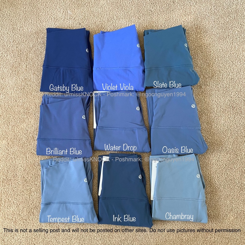 Lululemon Align Water Drop Color Comparisons